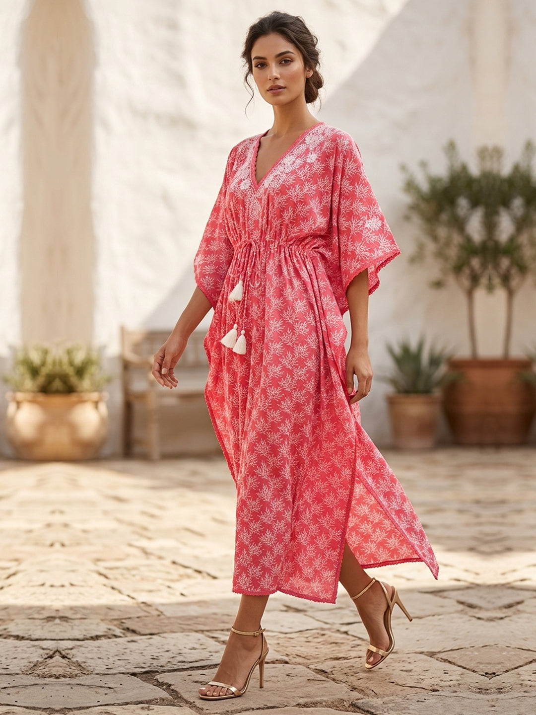 Women Embroidered Cotton Kaftan-AL3700A