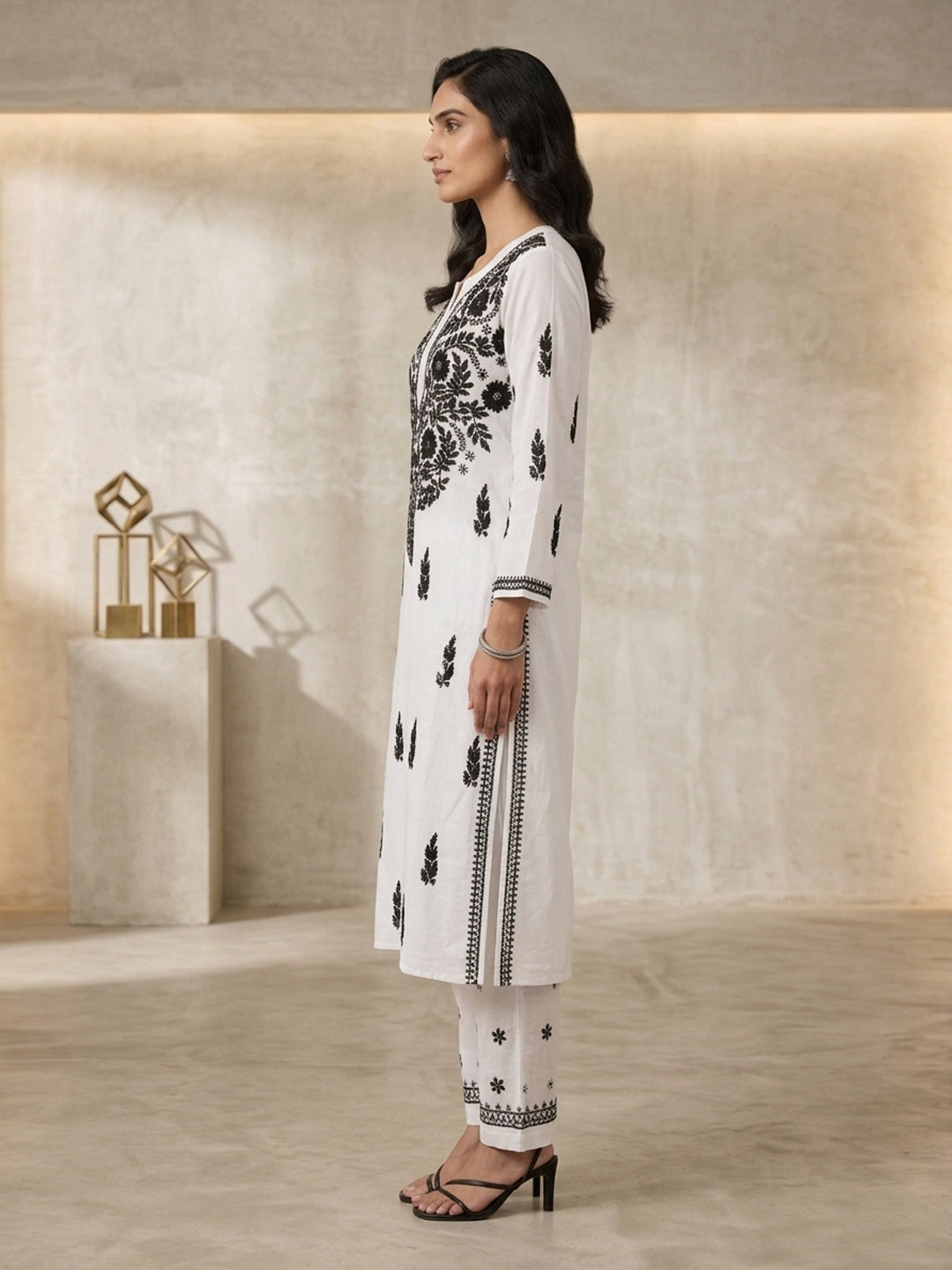 Women Hand Embroidered Chikankari Rayon kurta set-AL3451KS