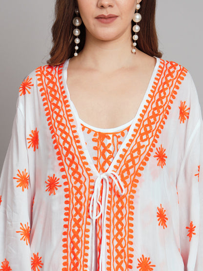 Hand Embroidered Chikankari Modal Kaftan-AL3605B