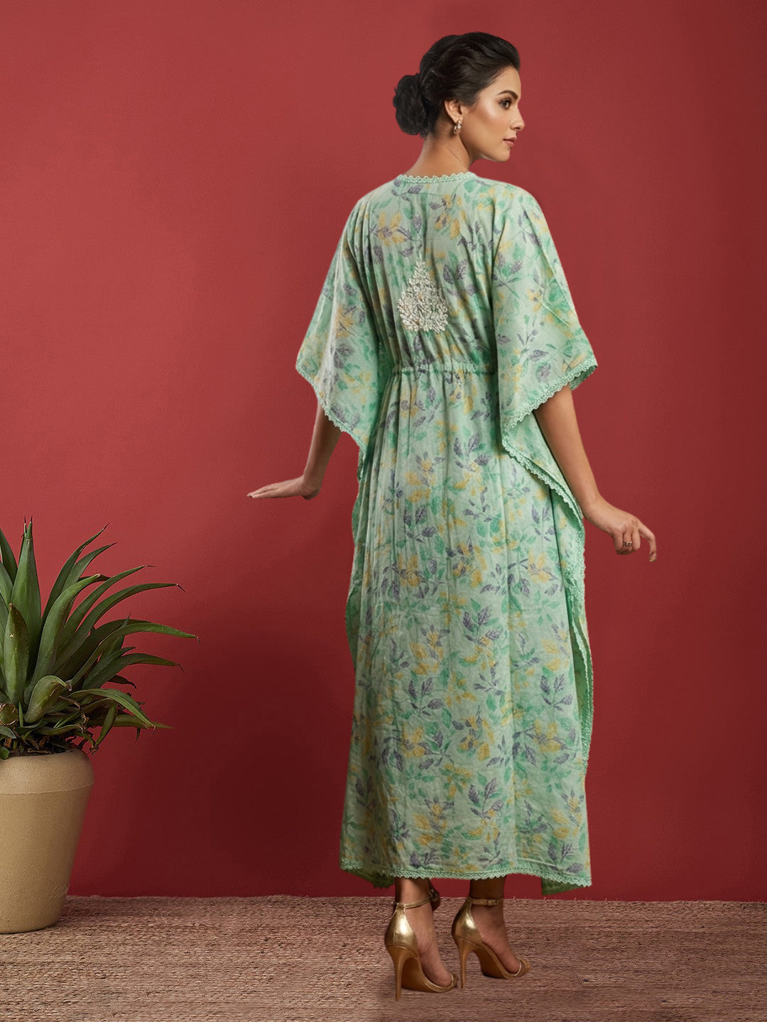 Women Embroidered Cotton Kaftan-AL3700B