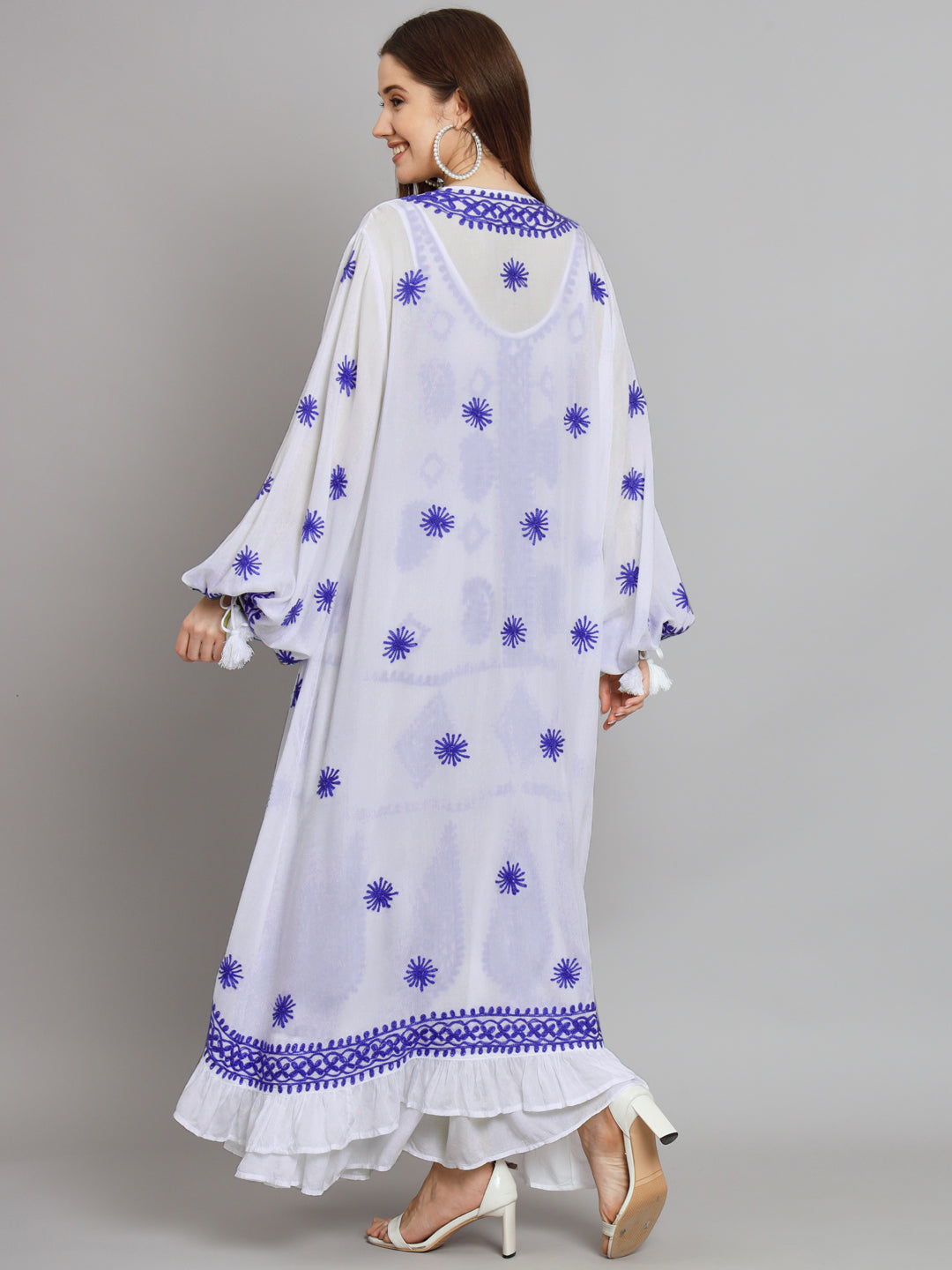Hand Embroidered Chikankari Modal Kaftan-AL3605B