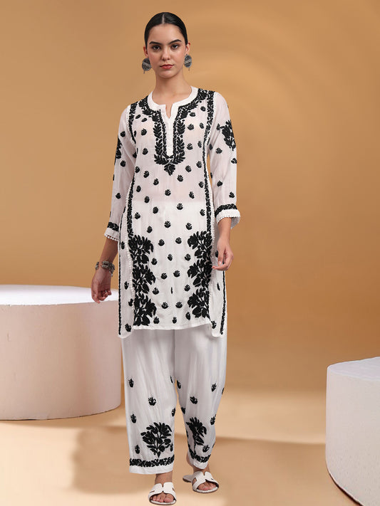 Women Hand Embroidered Chikankari Muslin Kurta Set-AL4080KS
