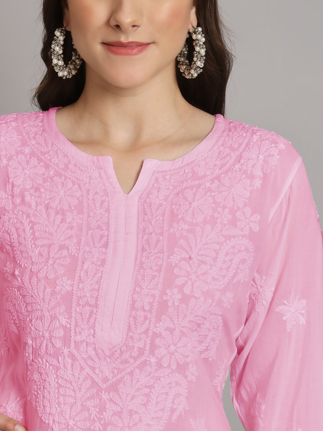 Hand Embroidered Chikankari Modal Kurta with Palazzo- AL3662KS