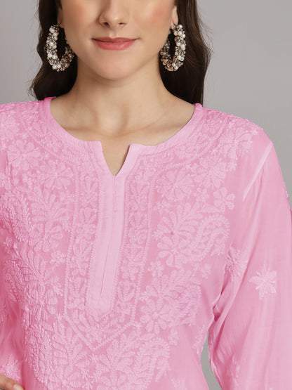 Hand Embroidered Chikankari Modal Kurta with Palazzo- AL3662KS