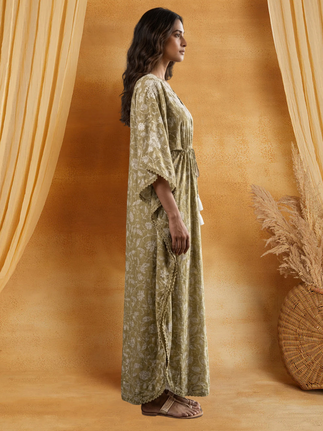 Women Embroidered Cotton Kaftan-AL3700C