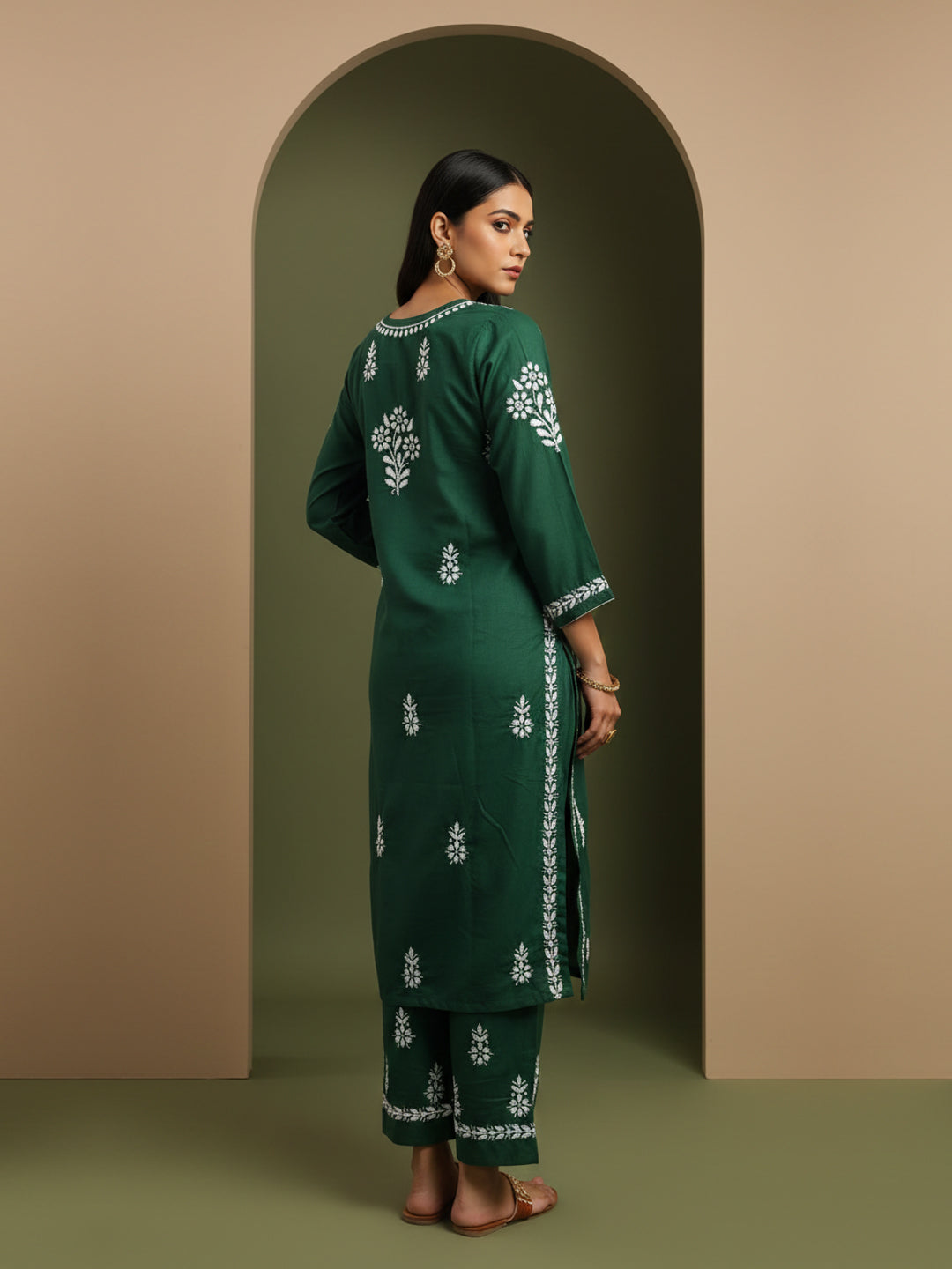 Women Hand Embroidered Chikankari Cotton Kurta Set-AL4107KS New