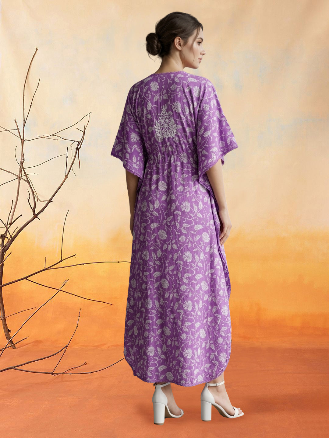 Women Embroidered Cotton Kaftan-AL3700C