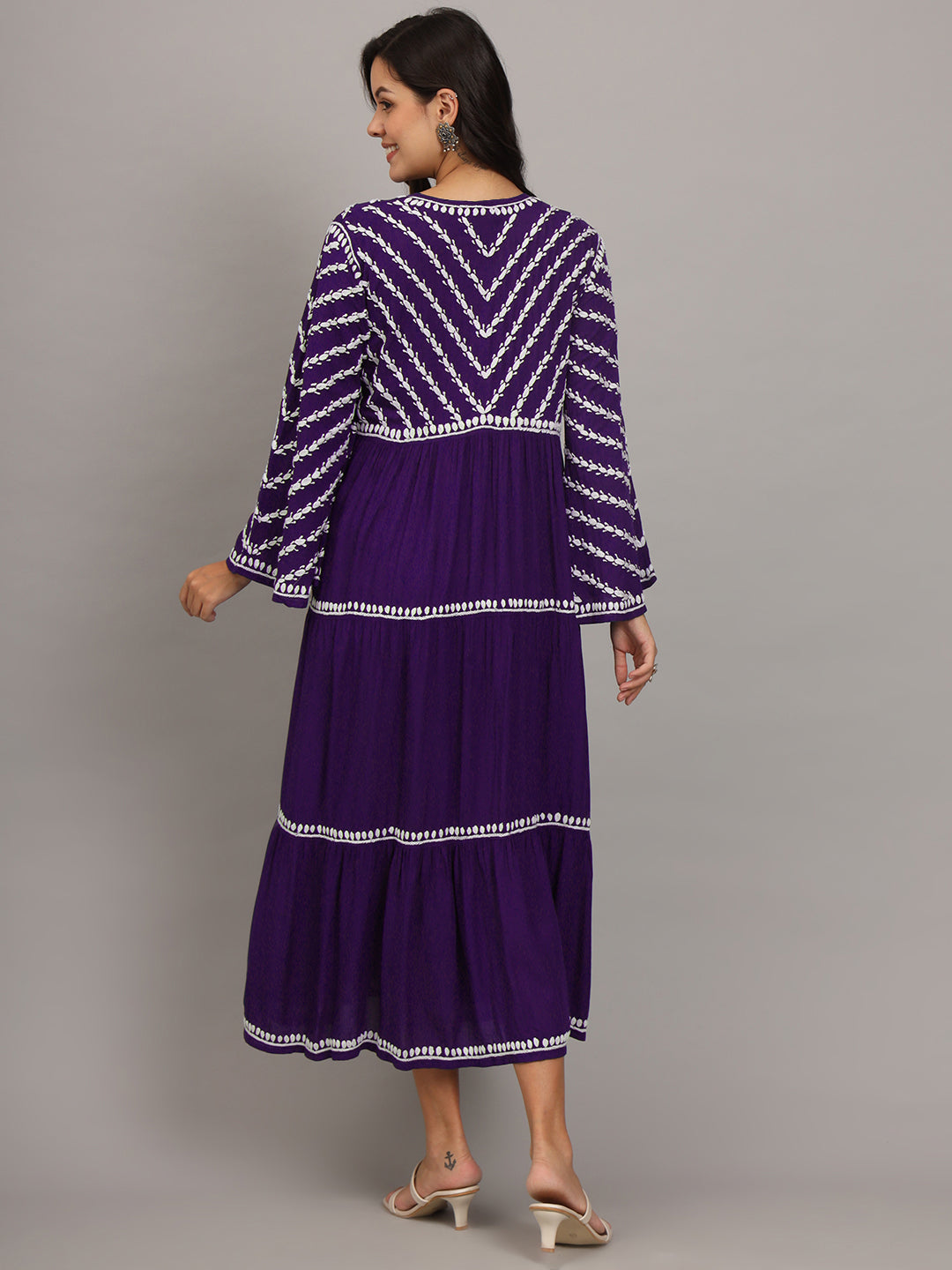 Hand Embroidered Chikankari Modal Jalabiya-AL4015 Mauve