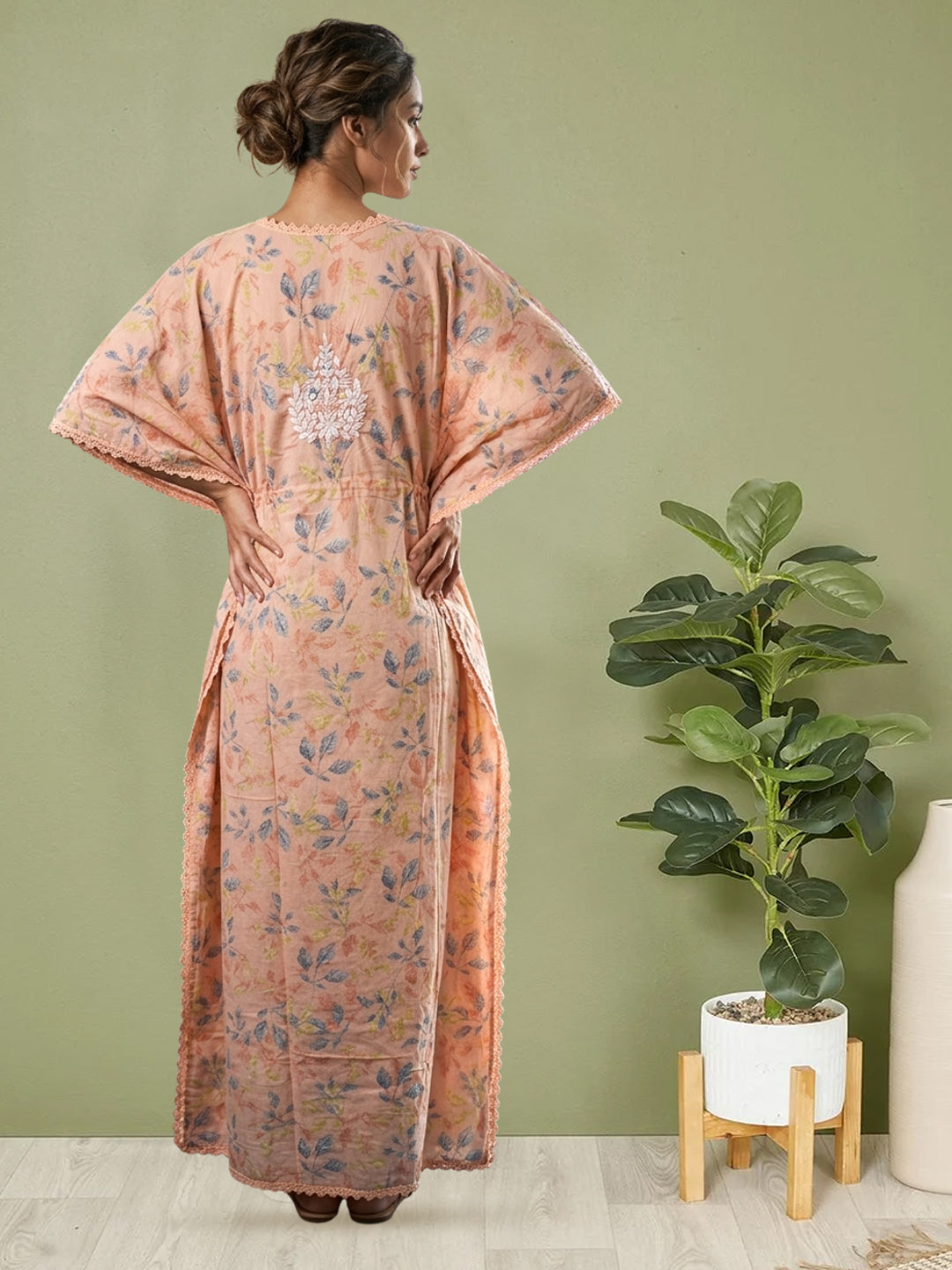 Women Embroidered Cotton Kaftan-AL3700B