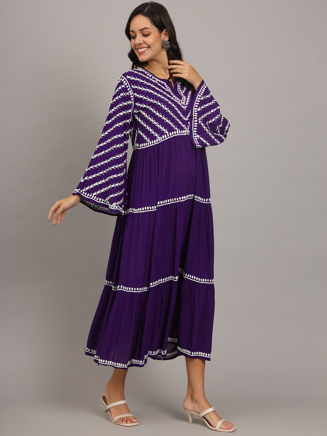 Hand Embroidered Chikankari Modal Jalabiya-AL4015 Mauve