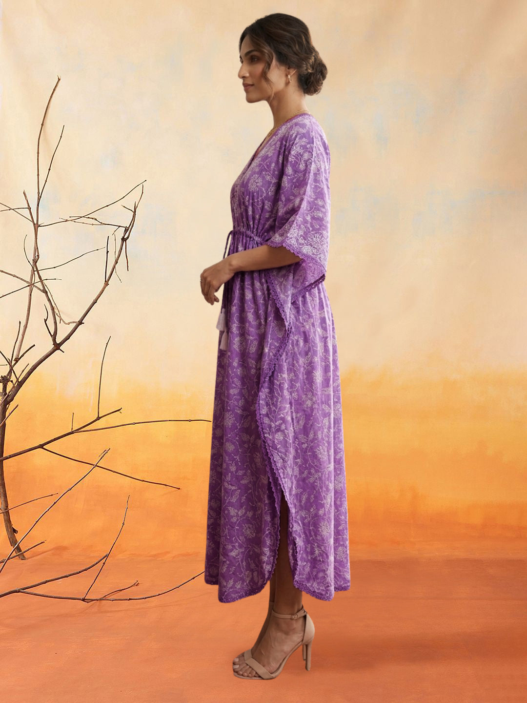 Women Embroidered Cotton Kaftan-AL3700C