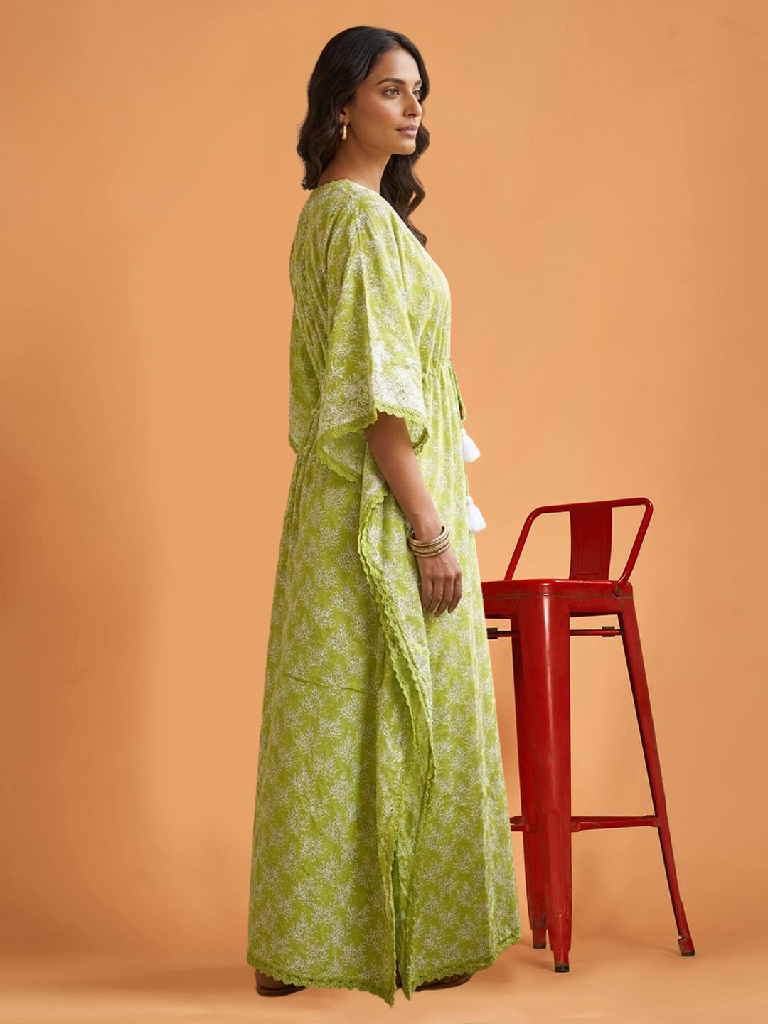 Women Embroidered Cotton Kaftan-AL3700A