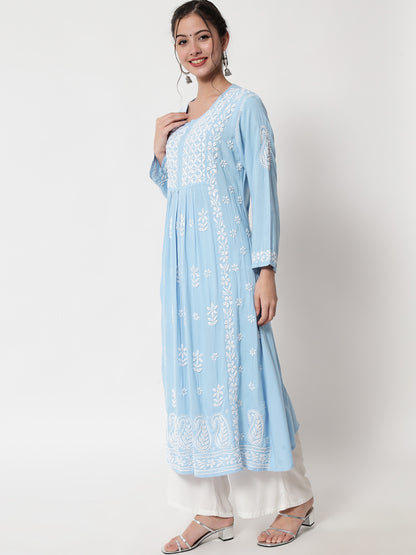 Women Hand Embroidered Chikankari Cotton Kurta-AL3549