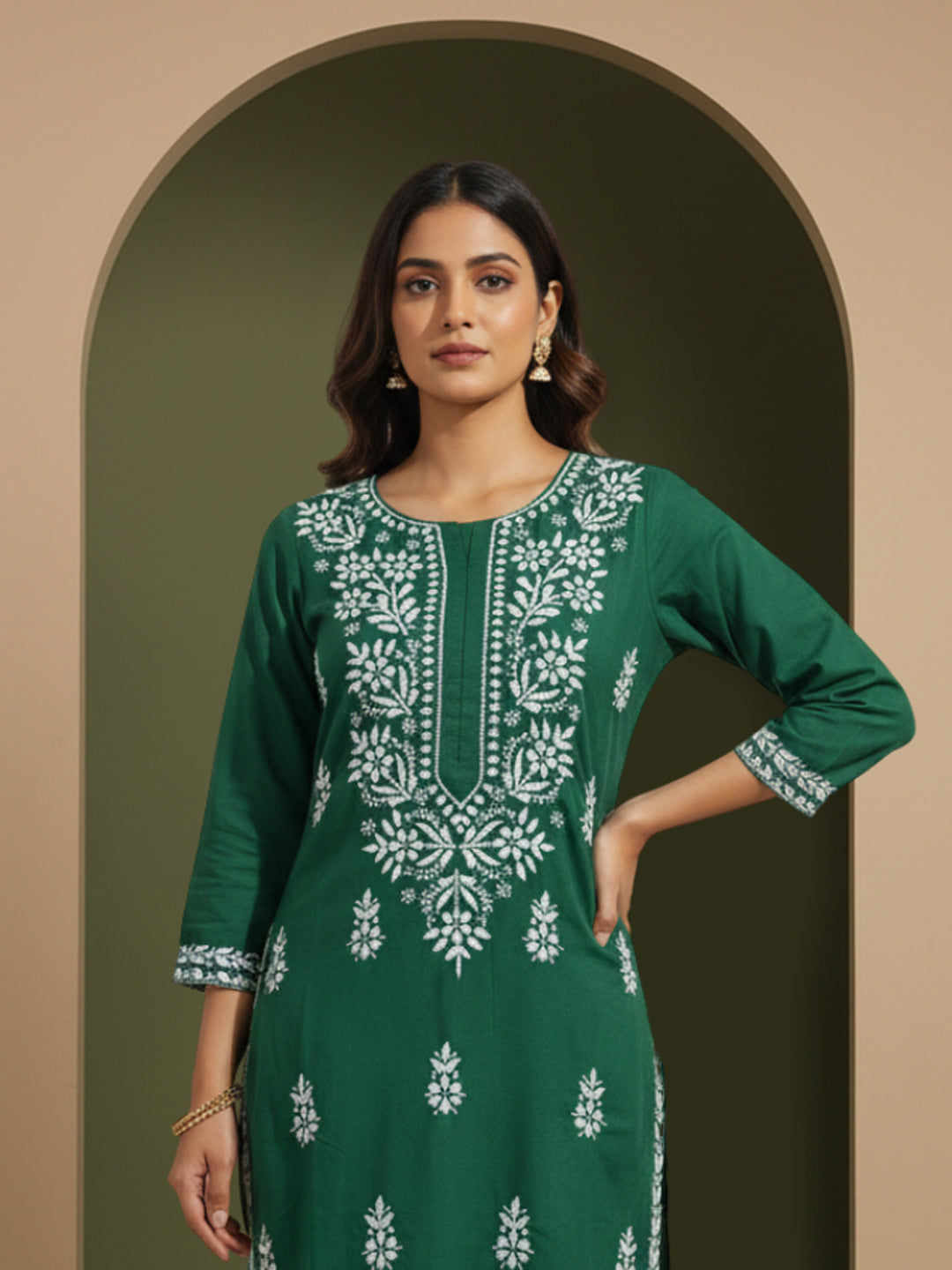 Women Hand Embroidered Chikankari Cotton Kurta Set-AL4107KS New