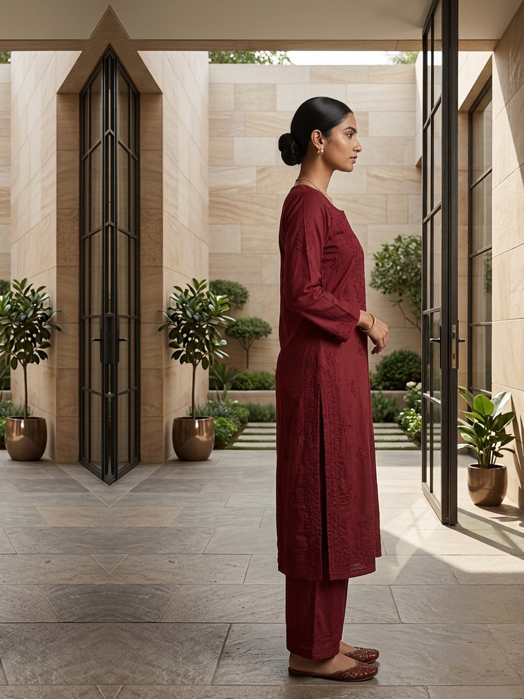 Women Hand Embroidered Chikankari Muslin Kurta Set-AL4115KS