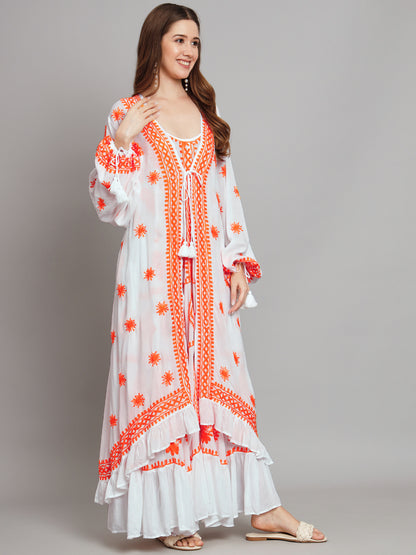 Hand Embroidered Chikankari Modal Kaftan-AL3605B