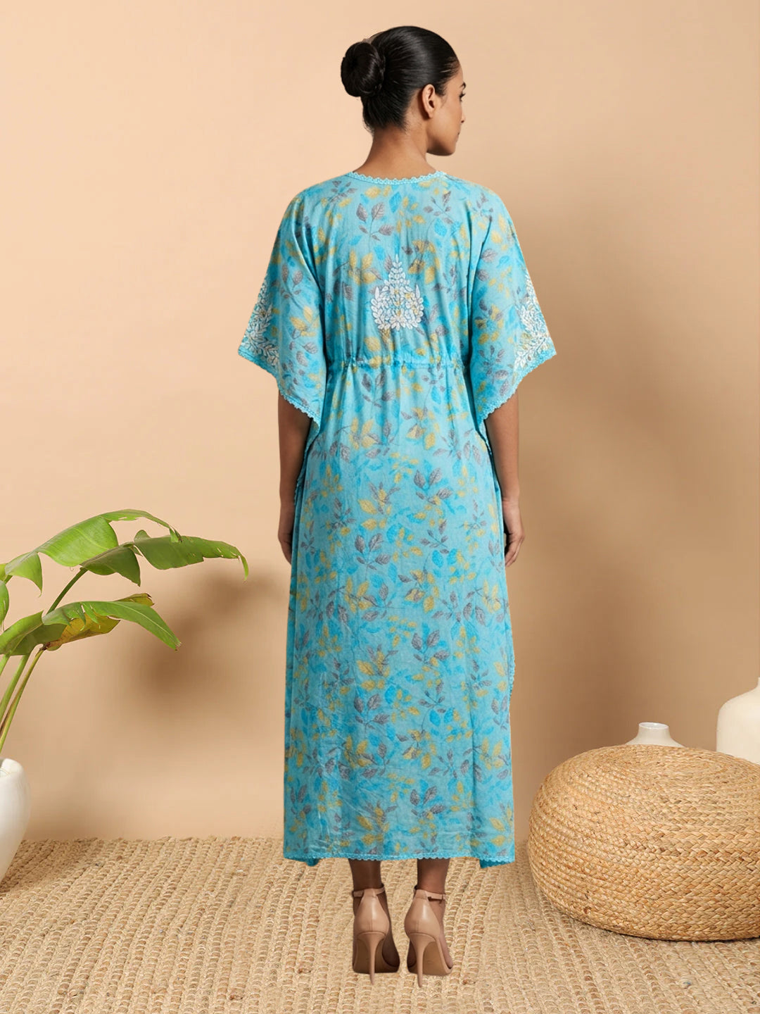 Women Embroidered Cotton Kaftan-AL3700B