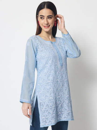 Hand Embroidered Chikankari Cotton Straight Tunic-AL3591
