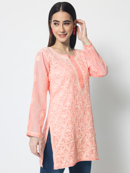 Hand Embroidered Chikankari Cotton Straight Tunic-AL3591