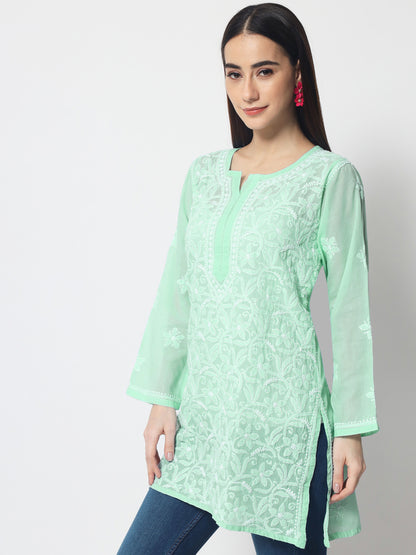 Hand Embroidered Chikankari Cotton Straight Tunic-AL3591