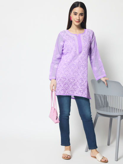 Hand Embroidered Chikankari Cotton Straight Tunic-AL3591