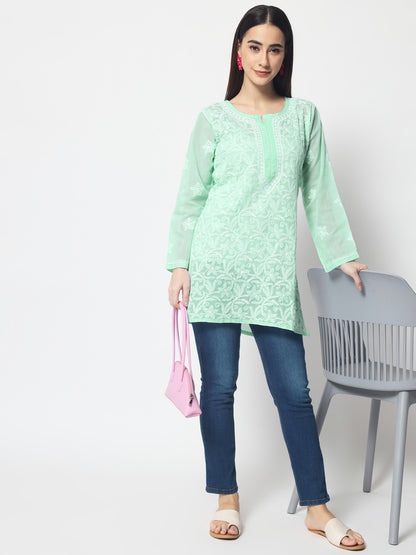 Hand Embroidered Chikankari Cotton Straight Tunic-AL3591
