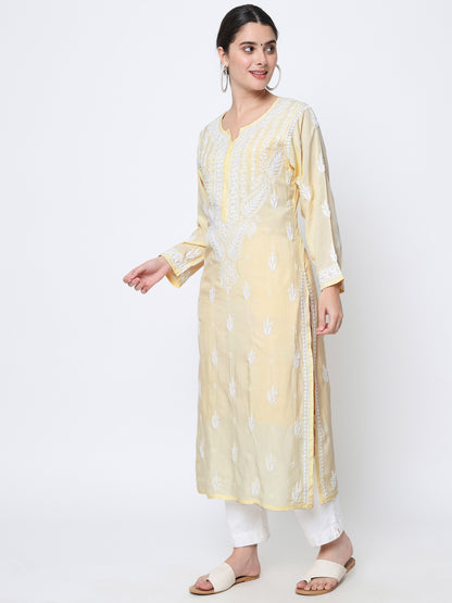 Women Hand Embroidered Chikankari Cotton Kurta-AL3584