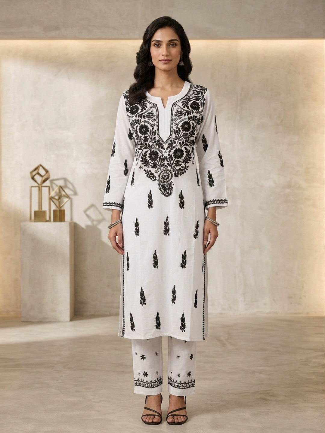 Women Hand Embroidered Chikankari Rayon kurta set-AL3451KS