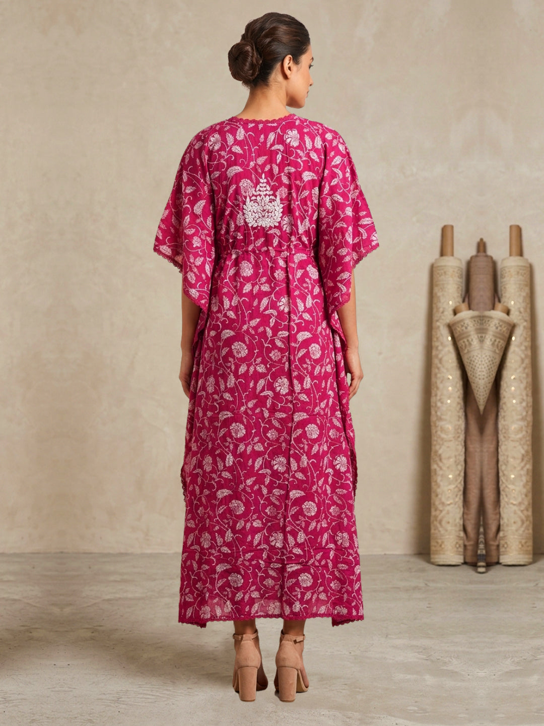 Women Embroidered Cotton Kaftan-AL3700C