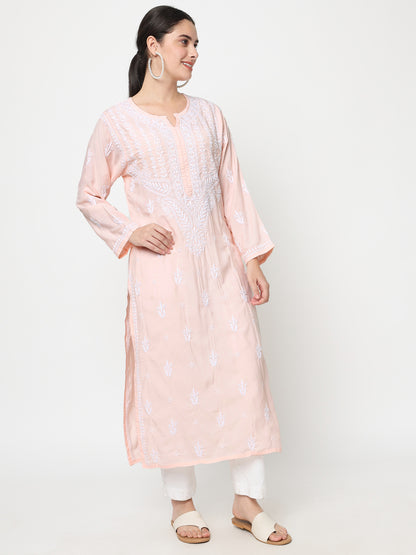 Women Hand Embroidered Chikankari Cotton Kurta-AL3584