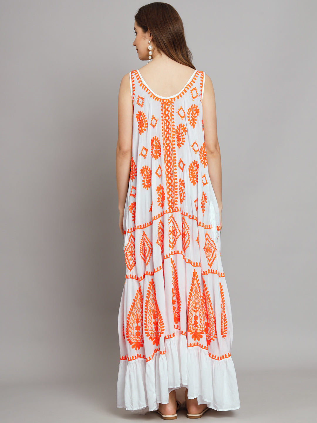 Hand Embroidered Chikankari Modal Kaftan-AL3605B