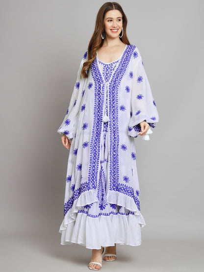 Hand Embroidered Chikankari Modal Kaftan-AL3605B