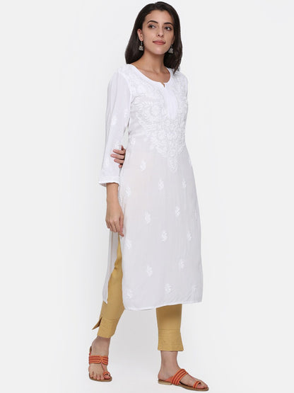 Hand Embroidered Chikankari Modal straight Kurta-AL3451