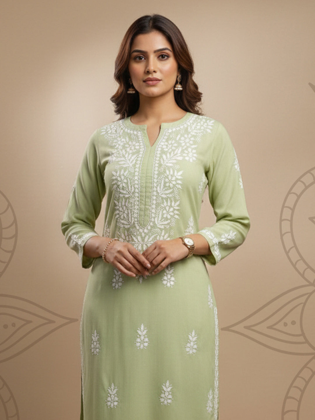 Women Hand Embroidered Chikankari Cotton Kurta Set-AL4107KS New