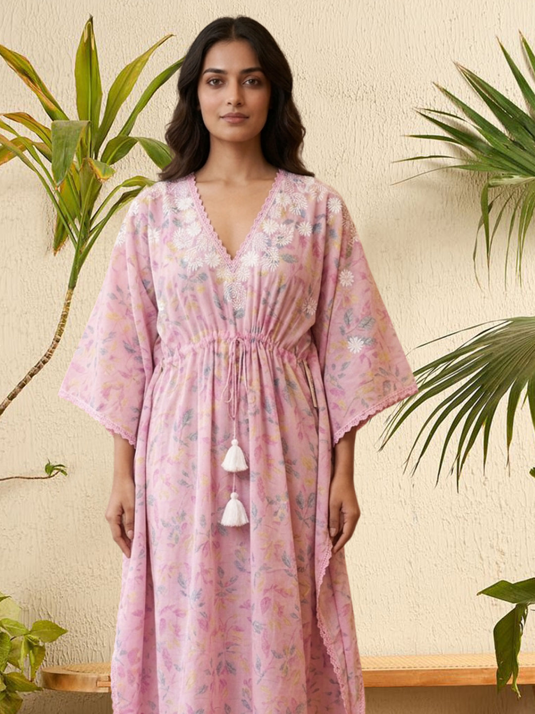 Women Embroidered Cotton Kaftan-AL3700B