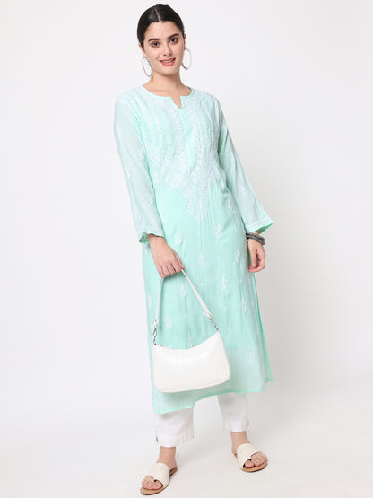 Women Hand Embroidered Chikankari Cotton Kurta-AL3584