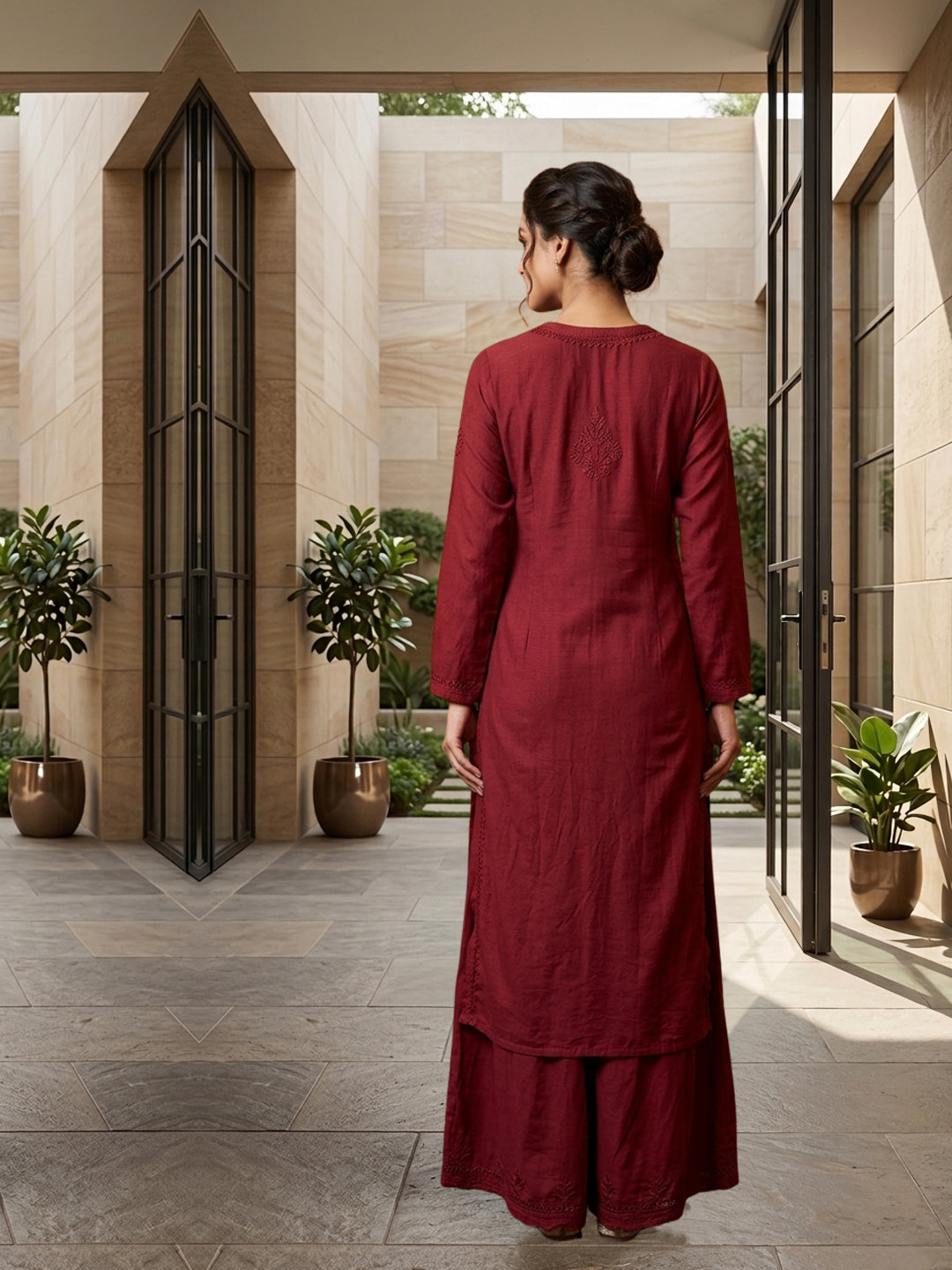 Women Hand Embroidered Chikankari Muslin Kurta Set-AL4115KS