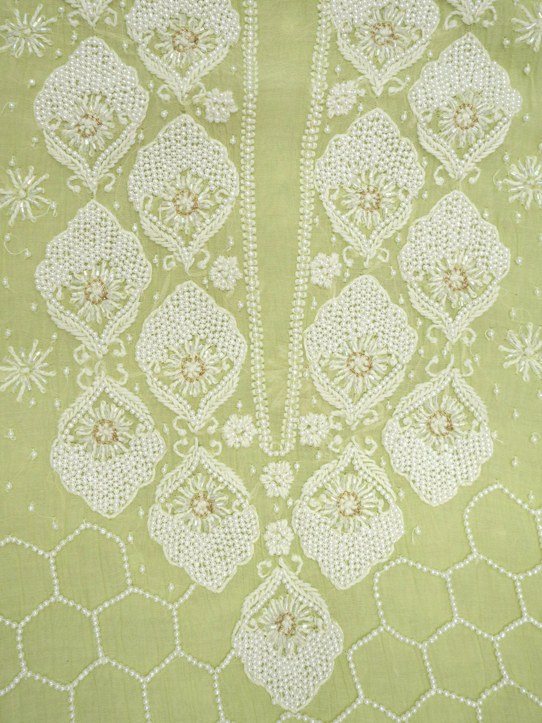 Women Hand Embroidered Premium Chikankari Mul Chanderi Unstitched Kurta Dupatta Bottom Set-ALSCA85201FS Mint