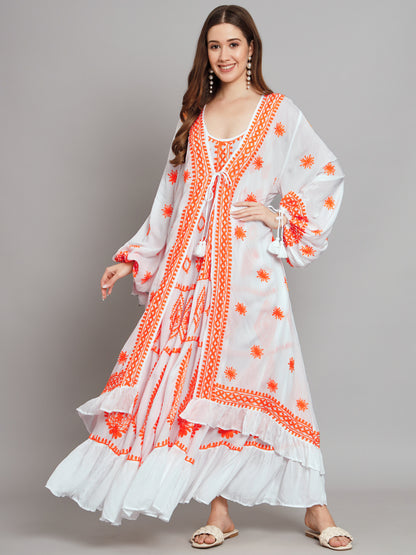 Hand Embroidered Chikankari Modal Kaftan-AL3605B