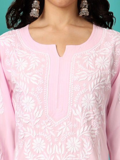 Hand Embroidered Chikankari Modal straight Kurta-AL3451