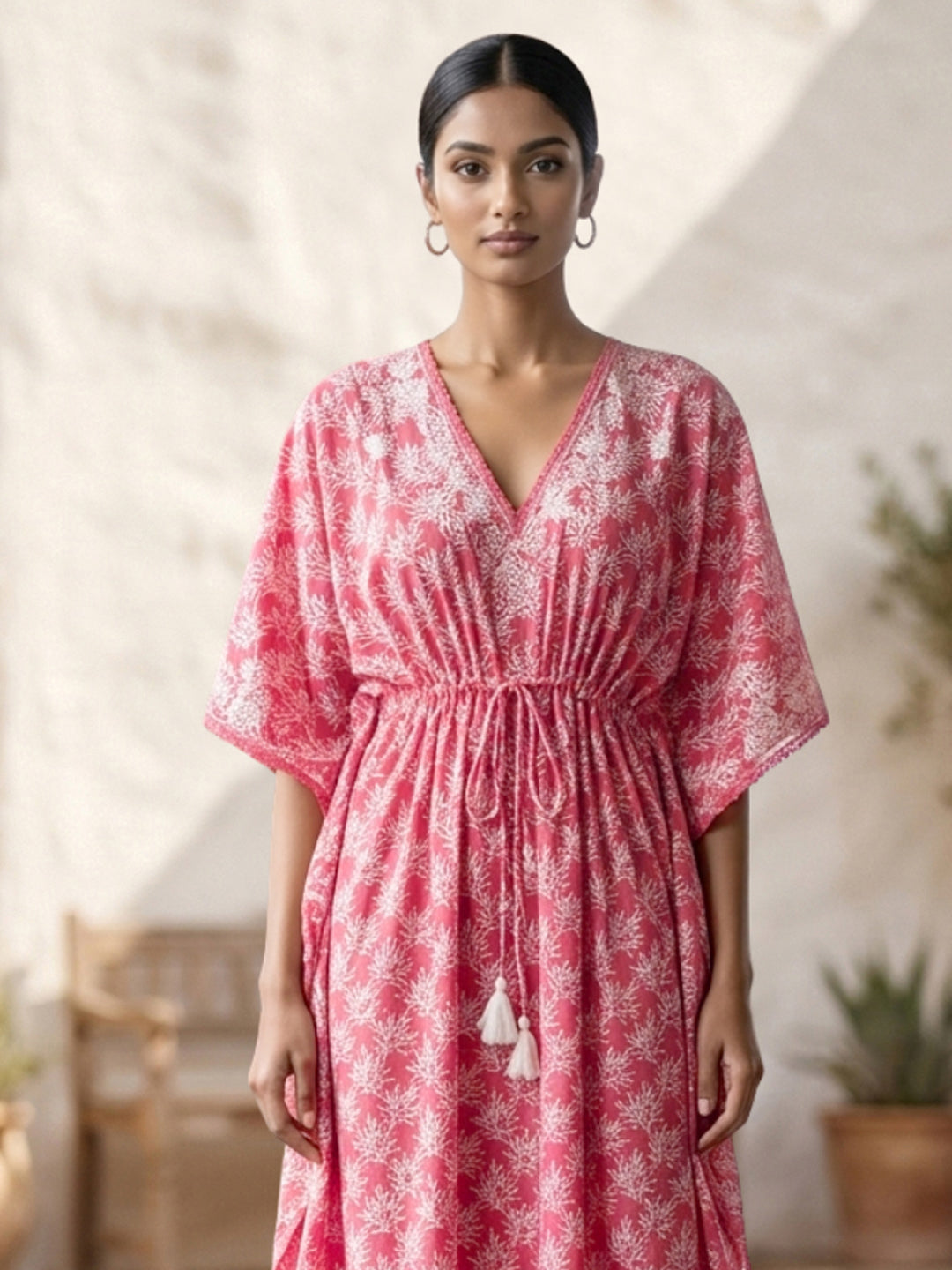Women Embroidered Cotton Kaftan-AL3700A