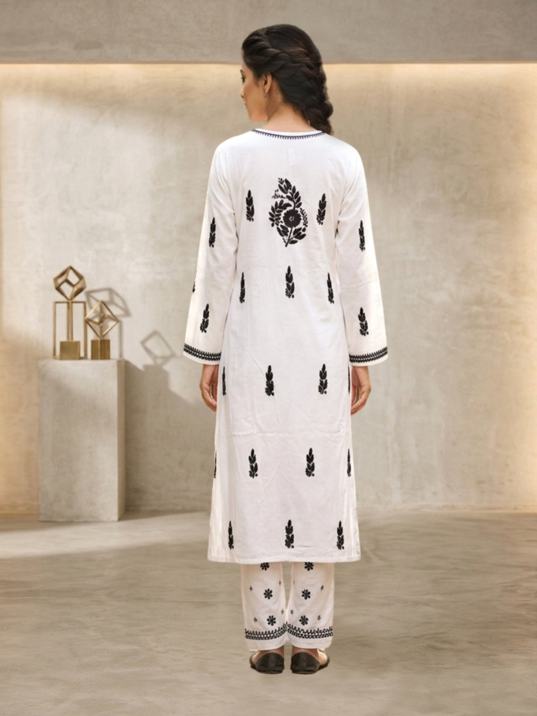 Women Hand Embroidered Chikankari Rayon kurta set-AL3451KS