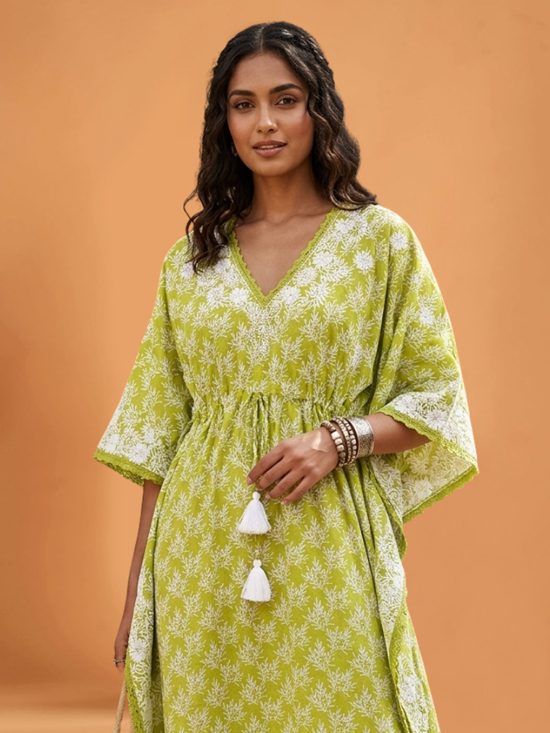 Women Embroidered Cotton Kaftan-AL3700A