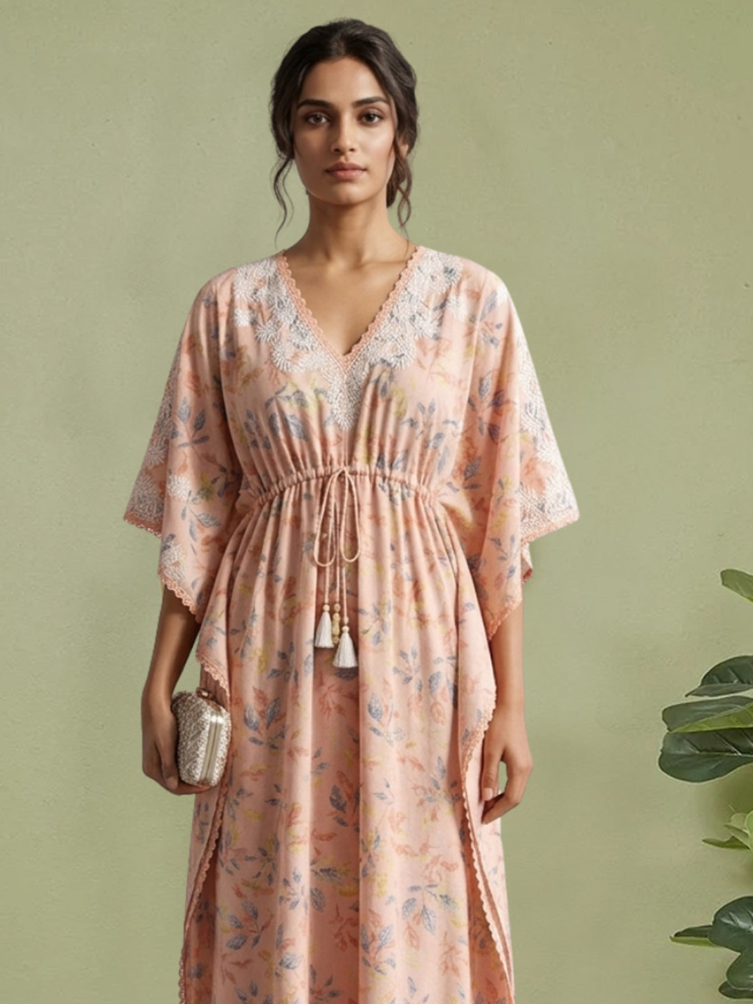 Women Embroidered Cotton Kaftan-AL3700B