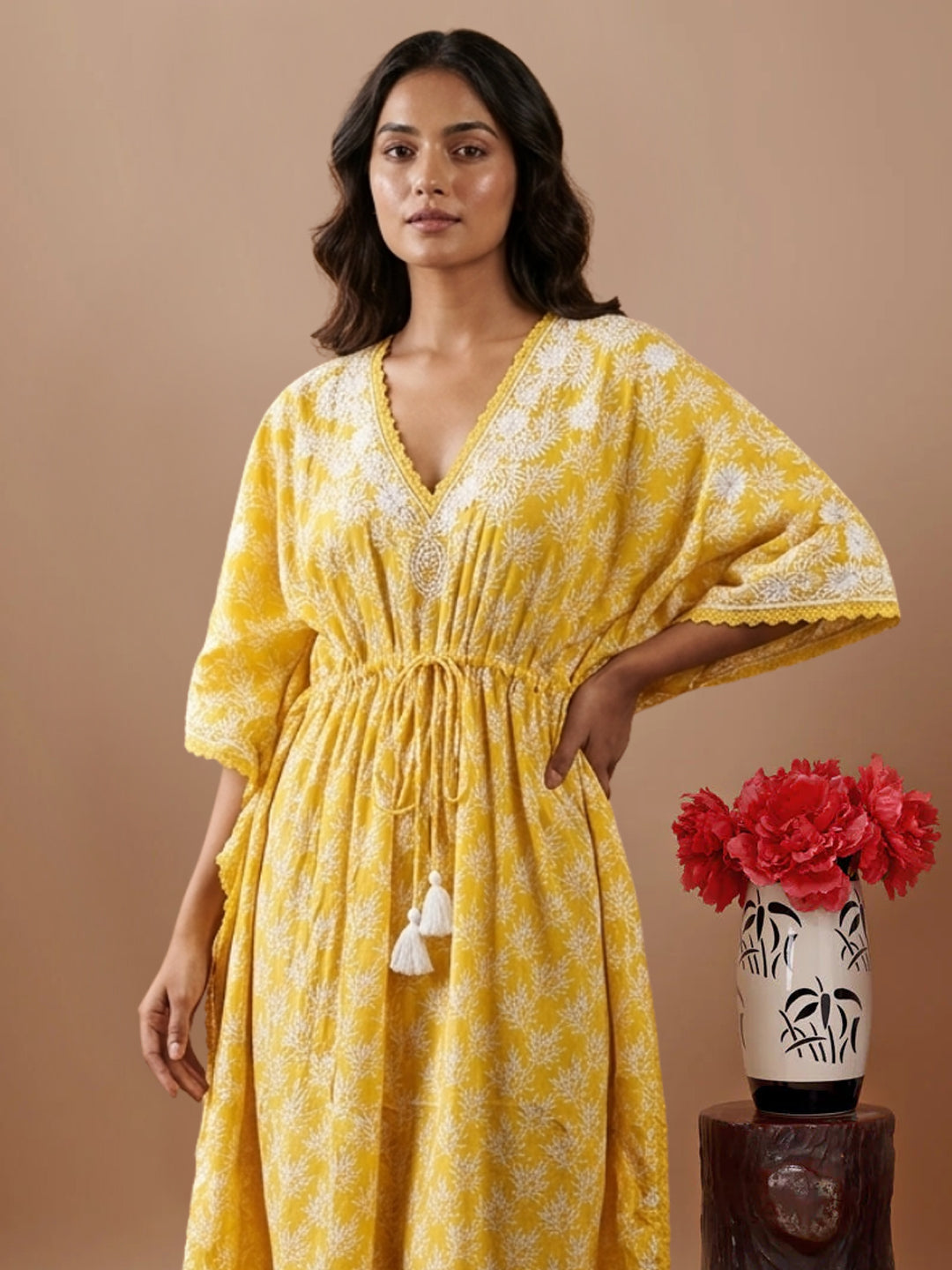 Women Embroidered Cotton Kaftan-AL3700A
