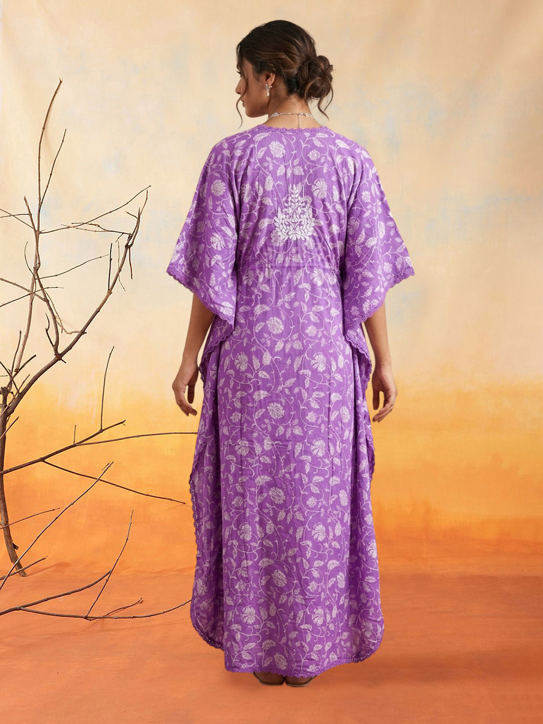 Women Embroidered Cotton Kaftan-AL3700C
