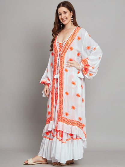 Hand Embroidered Chikankari Modal Kaftan-AL3605B
