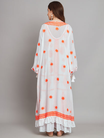 Hand Embroidered Chikankari Modal Kaftan-AL3605B
