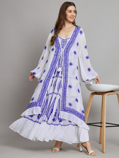 Hand Embroidered Chikankari Modal Kaftan-AL3605B