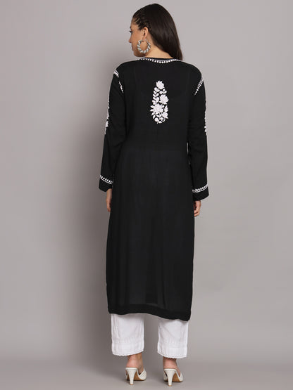 Hand Embroidered Chikankari Modal Straight Kurta-AL3682